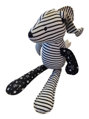 Vintage Amy Coe Plush Stuffed Animal Mosie Puppy Dog Black White Stripes 14"